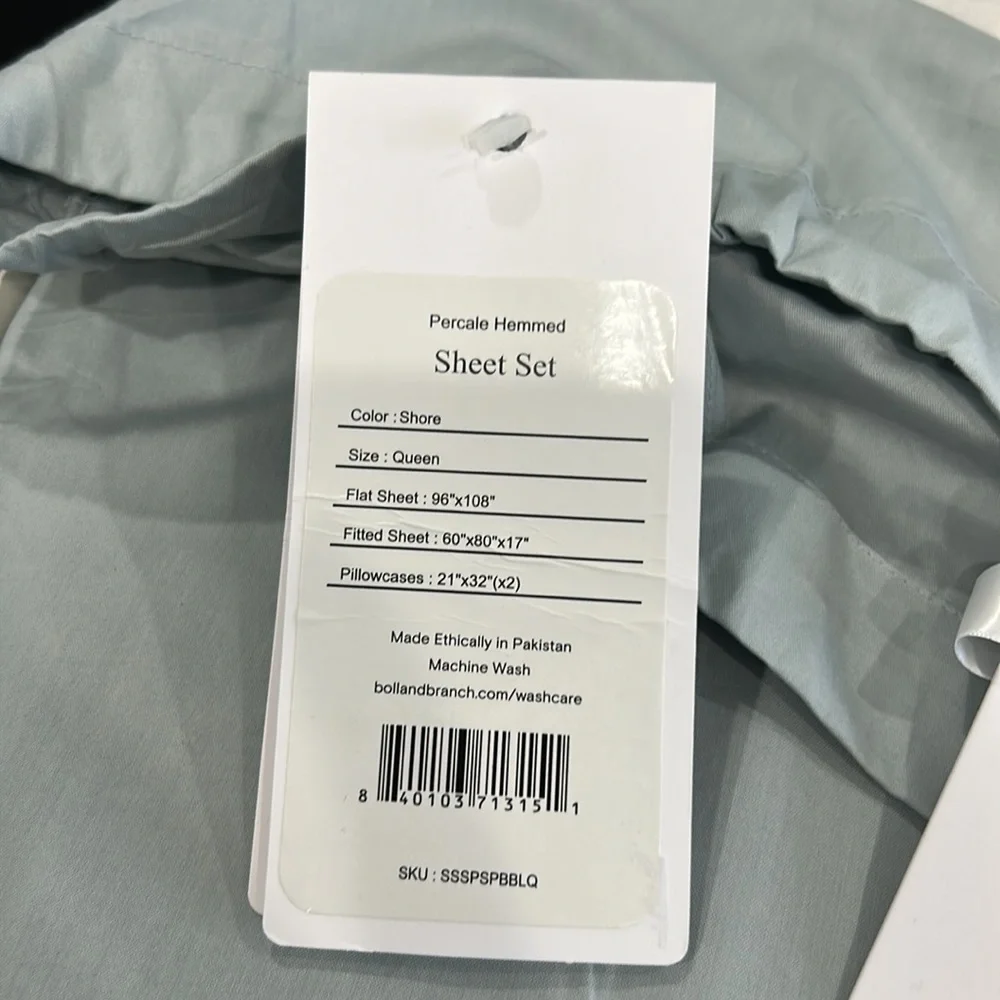 Boll & Branch Percale hemmed sheet set NWT $299 MSRP